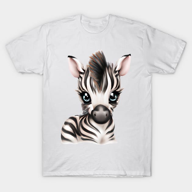 Cute and Adorable Kawaii Baby Zebra T-Shirt by CBV